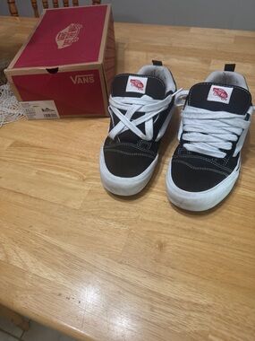 Vans Men’s Black and White Low-Top Skate Sneakers